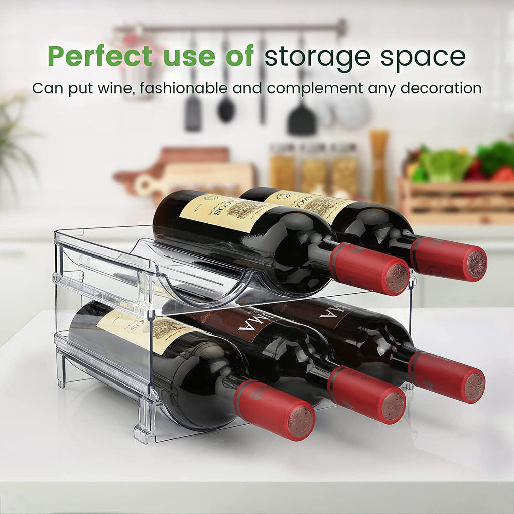 Water Bottle Storage Organizer - Cabinet Rack Set (2 Packs) - Stackable Holder for Efficient Cabinet Organization