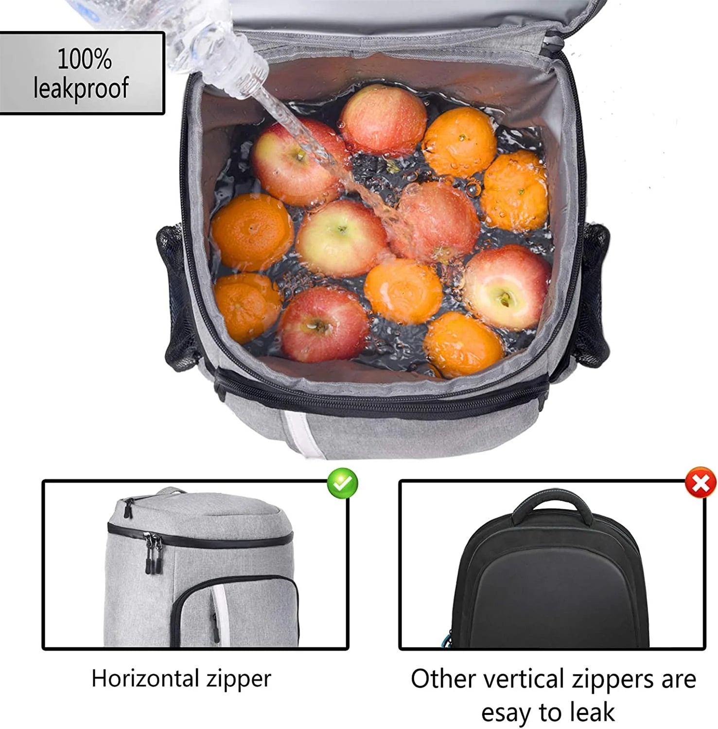 Insulated Leakproof Cooler Backpack-Waterproof Soft Cooler for  Work, Travel & Outdoors Use
