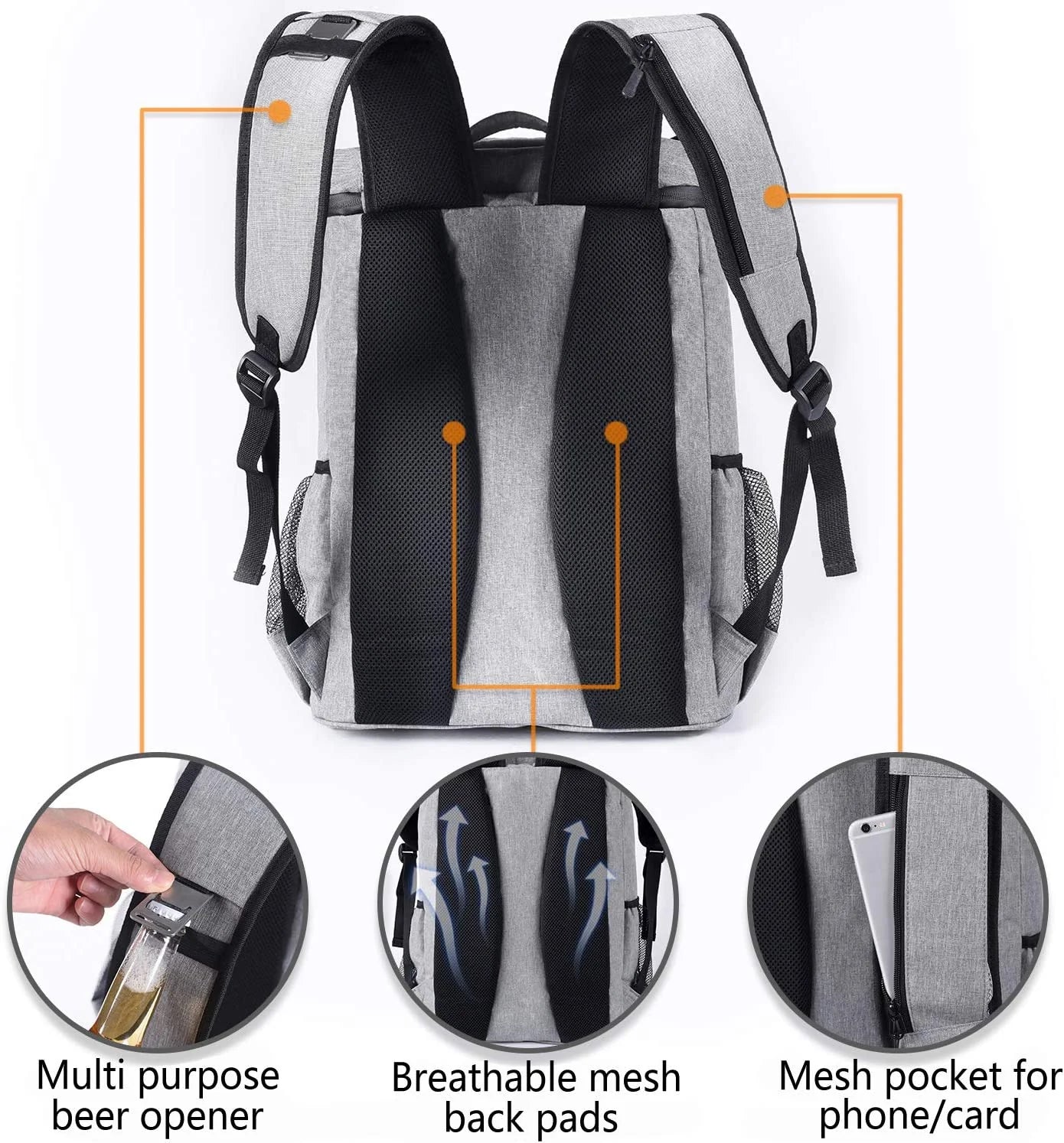 Insulated Leakproof Cooler Backpack-Waterproof Soft Cooler for  Work, Travel & Outdoors Use