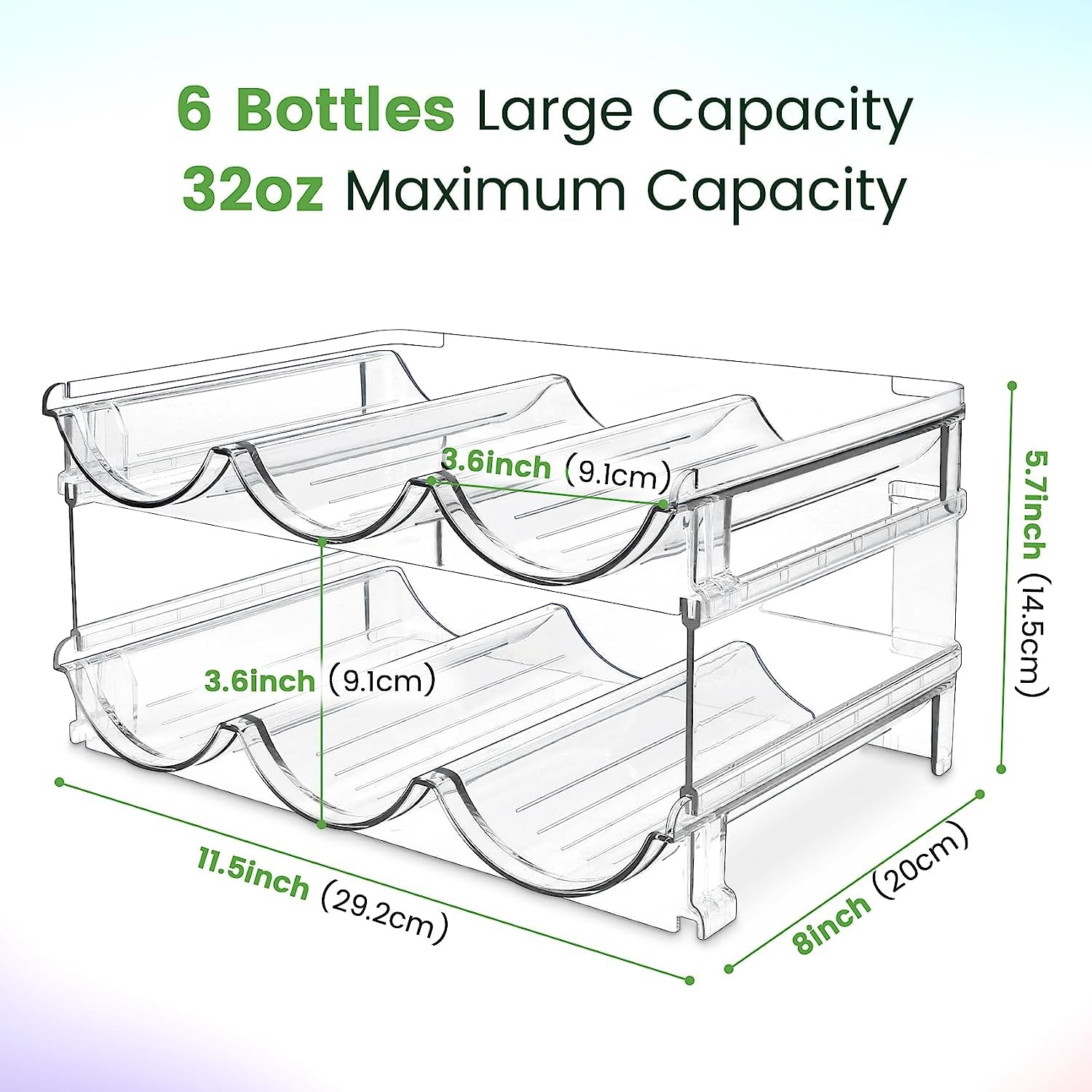 Water Bottle Storage Organizer - Cabinet Rack Set (2 Packs) - Stackable Holder for Efficient Cabinet Organization