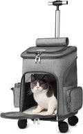 Rolling Dog Carrier Backpack + with Wheels + for Small Dogs & Cats
