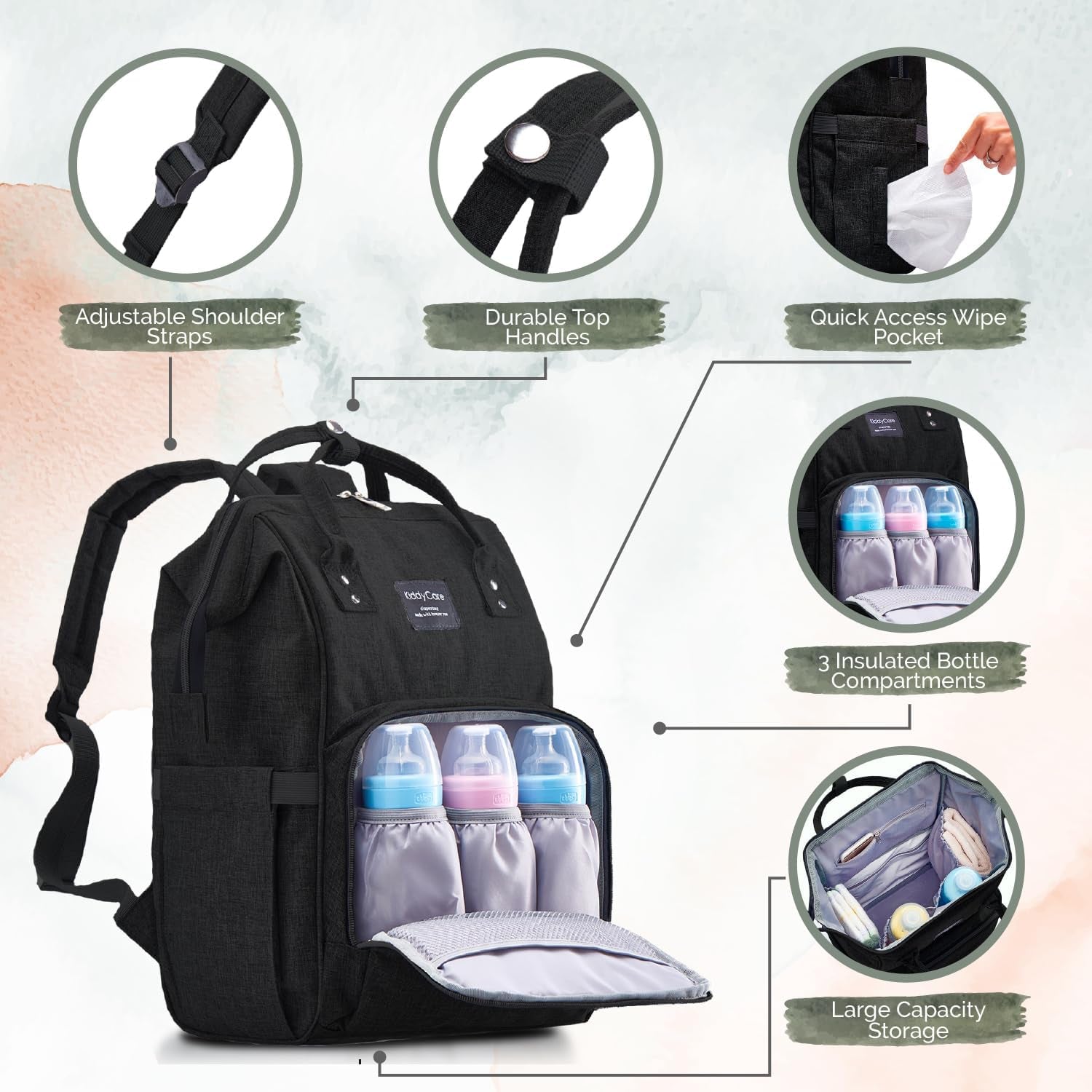 All-In One Diaper Blackpack With Fold Out Changing Station